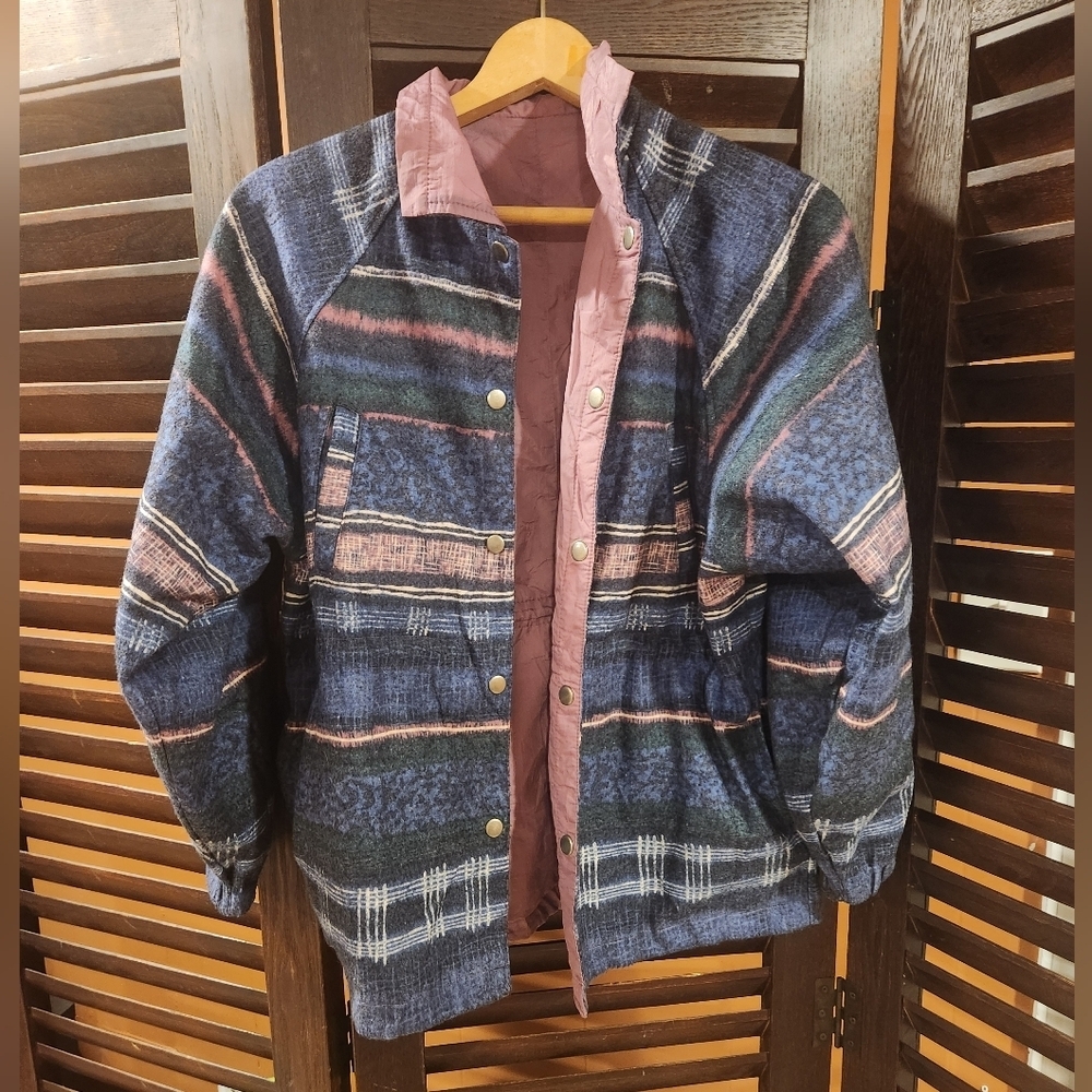 Women's Plaid Ski Jacket - Blue and Pink